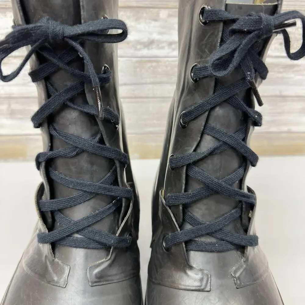 Vintage Hood QMC US Military Mickey Mouse Rubber Boots Black Lace Up Size 8R
